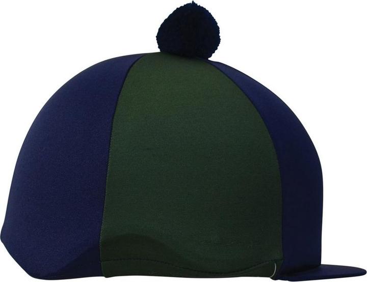 Hy LycraReithelmüberzug mit Bommel seidig glänzend zweifarbig (One Size)