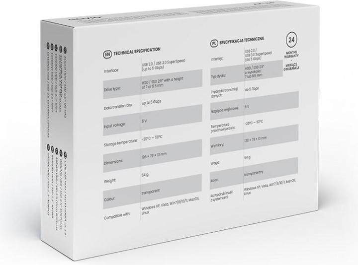 Produktbild Savio 2.5 Externes HDD/SSD-Gehäuse USB 3.0 transparent AK-66 (2.5")