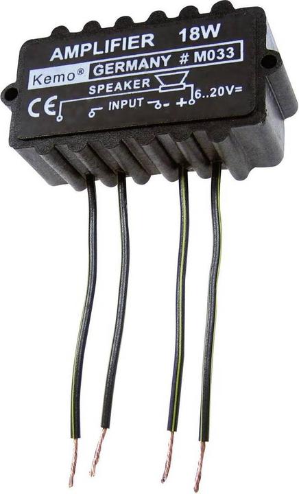 Actual product image Kemo M033N Amplificatore mono Componente sfuso 9 V/DC, 12 V/DC, 18 V/DC, 20 V/DC 18 W (Headphone amplifier)