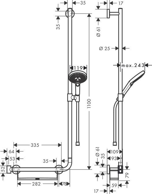Image du produit hansgrohe HG Set de douche RAINDANCE SELECT S 120 Unica COM Br.set 110cm R EcoSm 9 l/m chr