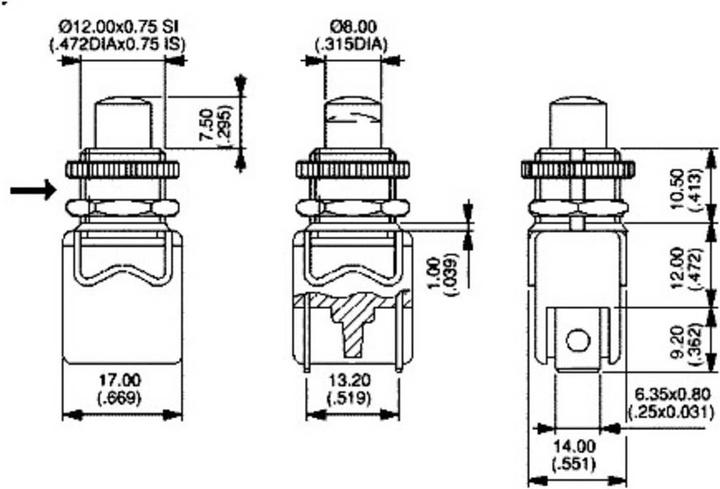 Image du produit APEM 1213A2 Bouton-poussoir 250 V/AC 4 A 1 x arrêt/(marche) à impulsion 1 pc.