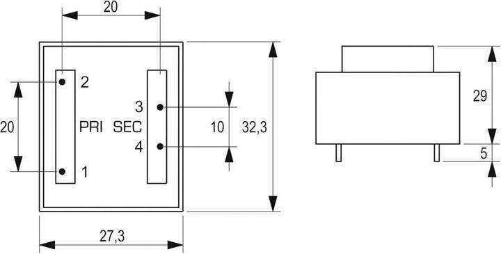 Actual product image Block EI 30/18 print transformer VB 2.3 VA
