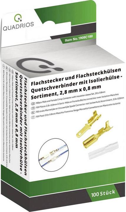 Produktbild Quadrios 1908C180 Quetschverbinder-Sortiment 1.50 mm² 0.50 mm² Messing, Transparent 100 Teile