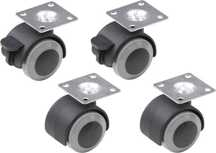 Actual product image Metafranc Double castors Ø 40 mm 42 x 42 mm TPR plain bearing 4 pieces