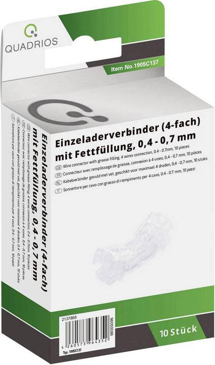 Produktbild Quadrios 1905C137 Einzeladerverbinder flexibel: 0.40-0.70 mm² starr: 0.40-0.70 mm² Polzahl (num): 4 10 St. Tr