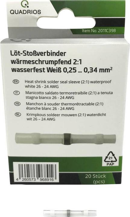 Produktbild Quadrios 2011C398 Stossverbinder 0.25 mm² 0.34 mm² Vollisoliert Weiss 20 St.