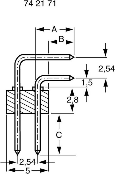 Actual product image BKL Electronic Double row male connector RM 2.54 mm