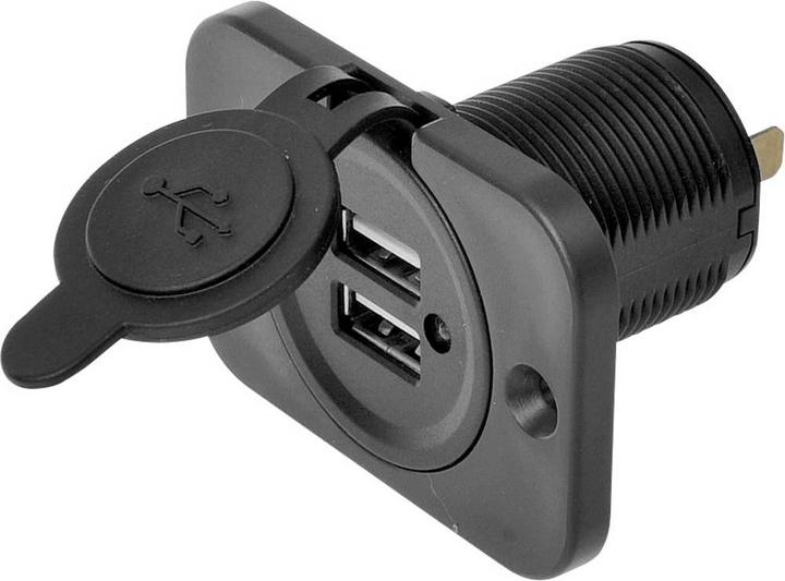 Image du produit IWH Prise USB double encastrée 12/24 Volts 21100 mA Courant max. admissible =2.0 A