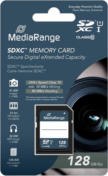 Produktbild MediaRange SD Card SDXC CL.10 UHS-1 (128 GB, SD, U1, UHS-I)