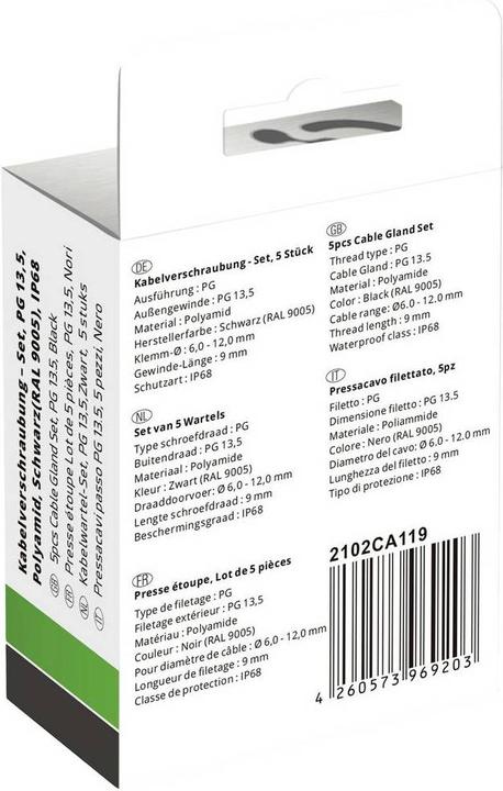Produktbild Quadrios Mini-Kabelverschraubungs-Sortiment, - PG 13.5 5 Stück