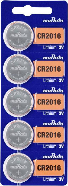 Produktbild Murata Lithium-Knopfzelle CR 2016 (5 Stk., CR2016, 90 mAh)