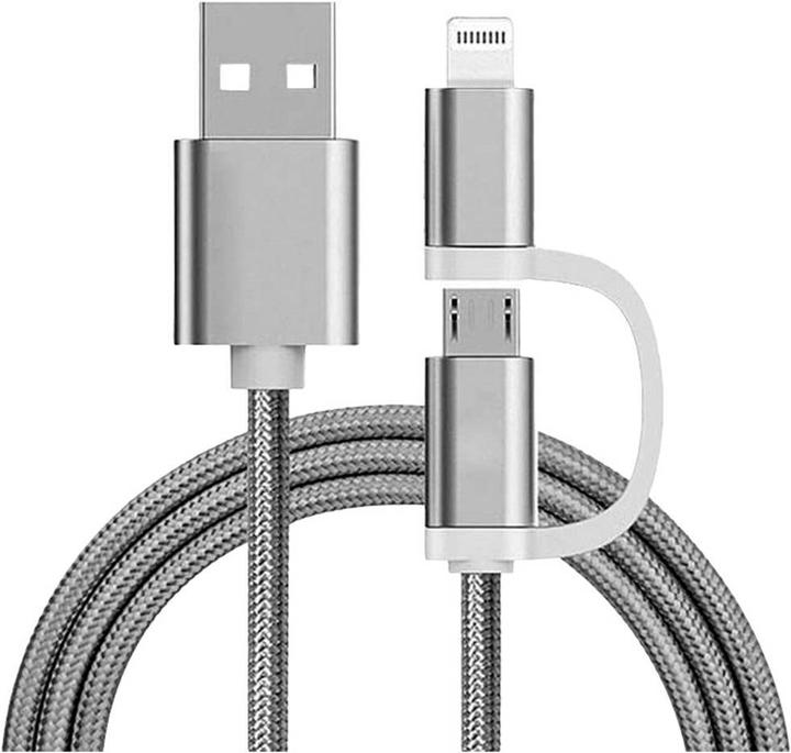 Reekin 2 in 1 Ladekabel (USB Micro & Lightning) - 1.0 Meter ( -Nylon) (1 m, USB 2.0)