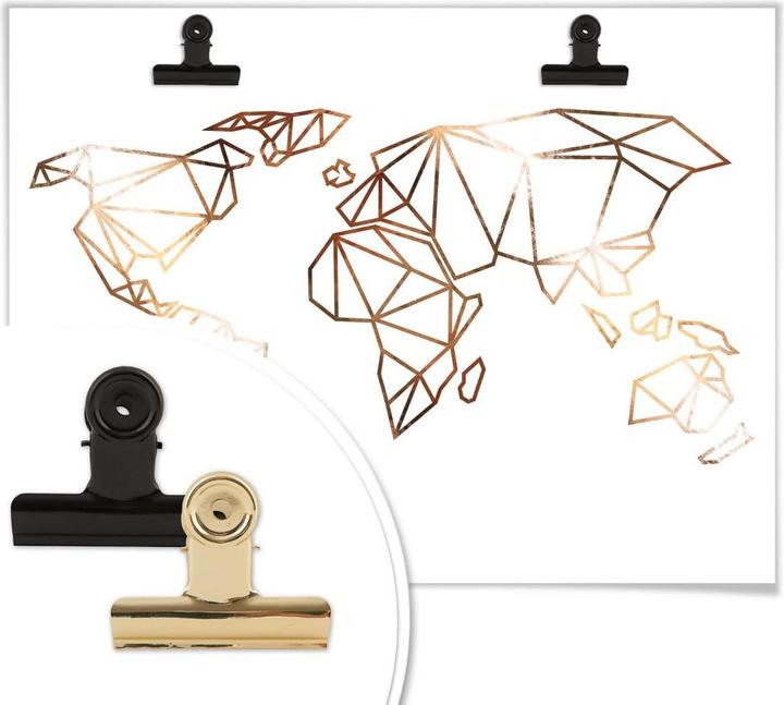Produktbild Trenddeko Origami Weltkarte - Kupferoptik (30 x 24 cm)