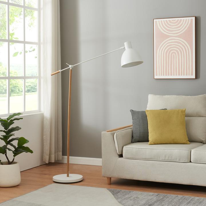Produktbild Lux.Pro Stehleuchte Banchory Metall 163 cm Holzoptik/Weiss (E27)