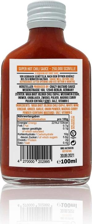 Nutritional values and ingredients Crazy Bastard Sauce Sauces Crazy Bastard, 3 x 100 ml (860 g)