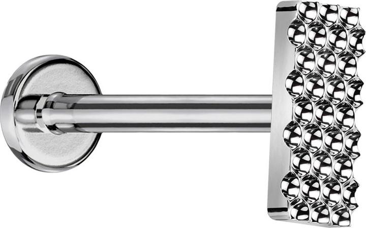 Star Piercing Micro Labret Innengewinde silber gepunkteter Diamantschliff Rechteck silber (ohne Messing, Titan G23)