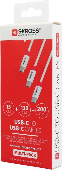 Produktbild Skross USB Kabel USB-C to USB-C Cables 2.0 Multipack, 0,15m / 1,2m / 2,0m wt (0.15 m, USB 2.0)