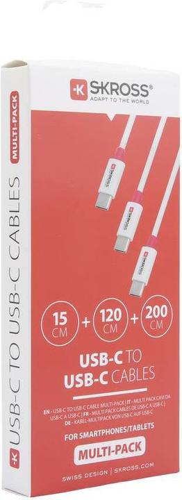 Produktbild Skross USB Kabel USB-C to USB-C Cables 2.0 Multipack, 0,15m / 1,2m / 2,0m wt (0.15 m, USB 2.0)
