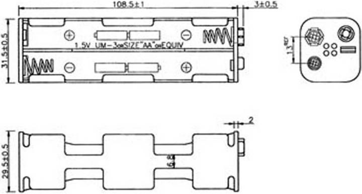 Actual product image Velleman Battery holder D for 8x Mignon