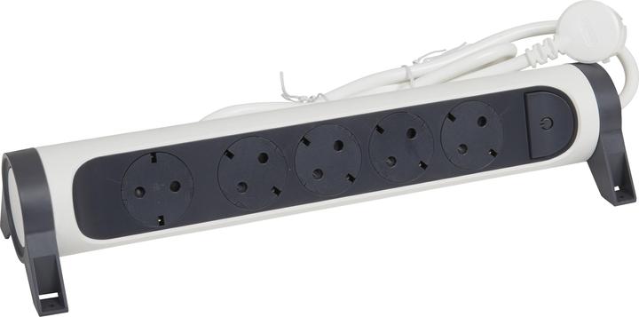 Image du produit Legrand Multiprise pivotante 5x prise, 1,5m de câble blanc-noir 694531 (5 x, CEE7, 1.50 m)