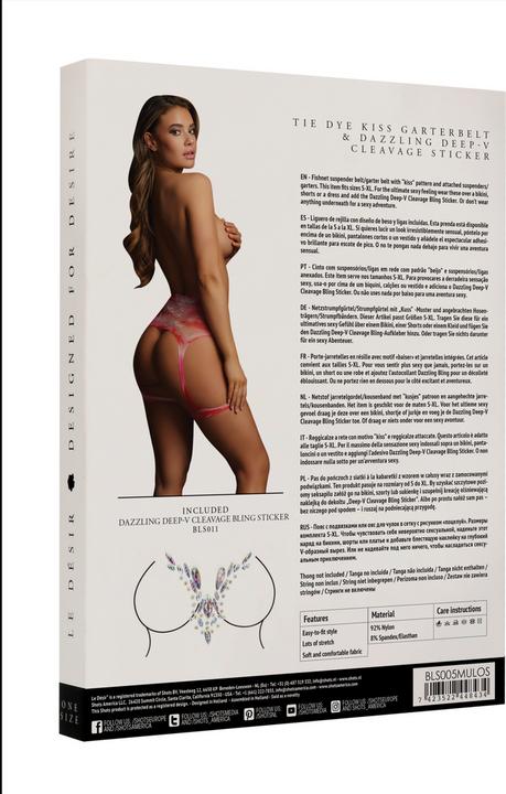 Actual product image Le Désir Tie Dye Kiss Garterbelt & Dazzling Deep-V Cleavage Sticker - O/S (One size)
