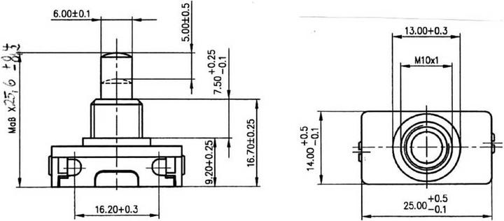 Actual product image interBär Pressure switch 250 V/AC 2 A 1 x off/on latching 1 pc.