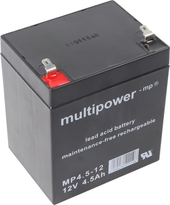Actual product image Multipower Battery MP4.5-12 t with 4.8mm Faston connector (12 V, 4.50 Ah)