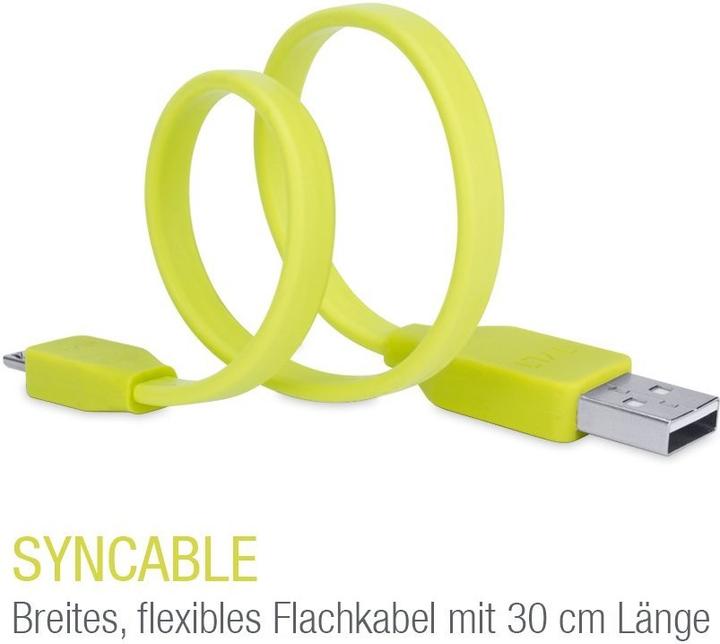 Actual product image Tylt Syncable Micro USB to USB Cable, 30cm - green (0.30 m, USB 3.0)