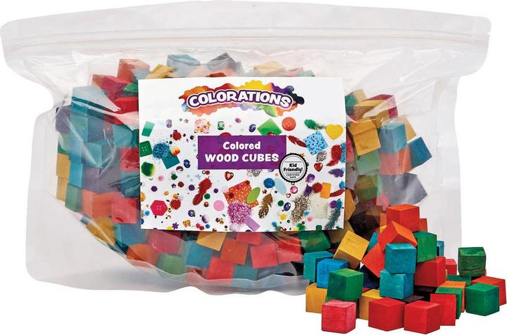 Actual product image Colourings - Coloured wooden cube blocks, 196st.