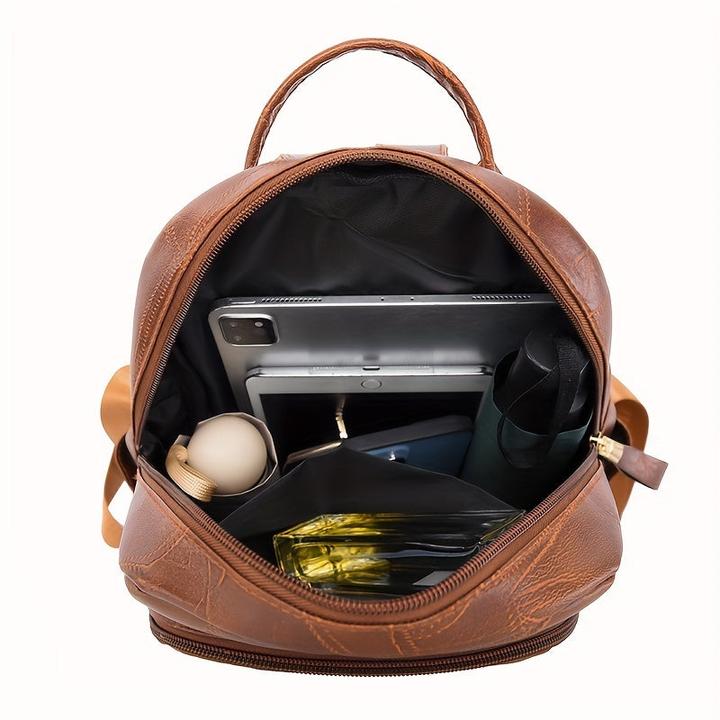 Actual product image Only-Bags.Store Retro textured backpack, fashion PU leather daypack, casual layered school bag for travelling (26 l)