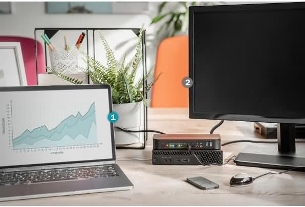 Produktbild Digitus KVM-Switch, 2-Port, 4K60Hz, 2 x DP in, 1 x DP/HDMI out
