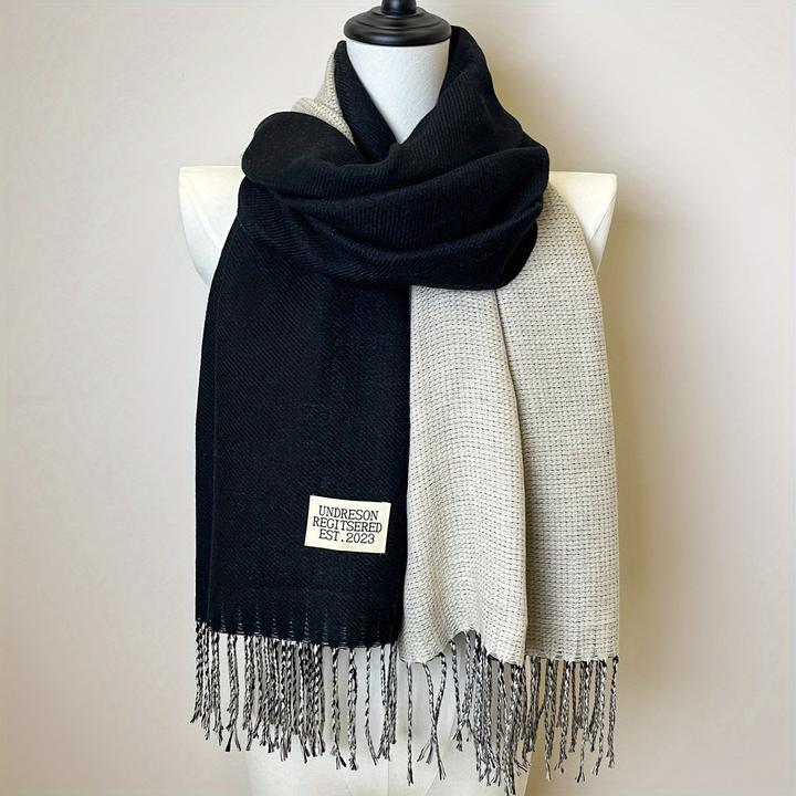 Produktbild Only-Bags.Store Doppelseitiger Schal Zwei Farben Einfacher Basic Imitation Kaschmir Quaste Schal Herbst Winter