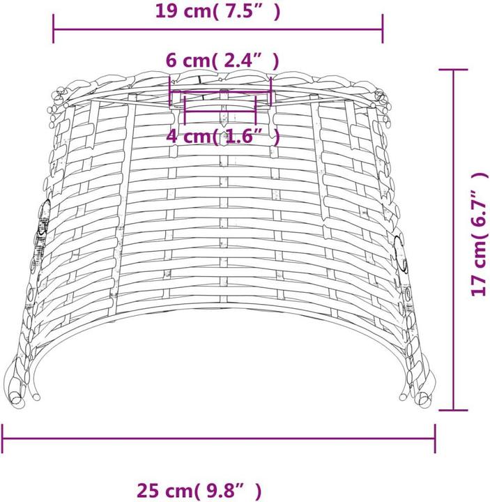 Produktbild VidaXL Lampenschirm Braun Ø25x17 cm Korbweide, Farbe: Braun