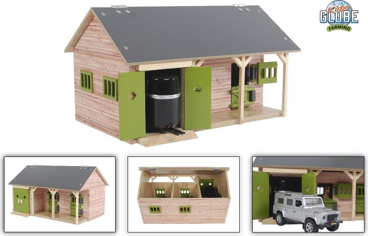 Actual product image Kids Globe Farming Horse stable with 2 boxes and storage space 1:32