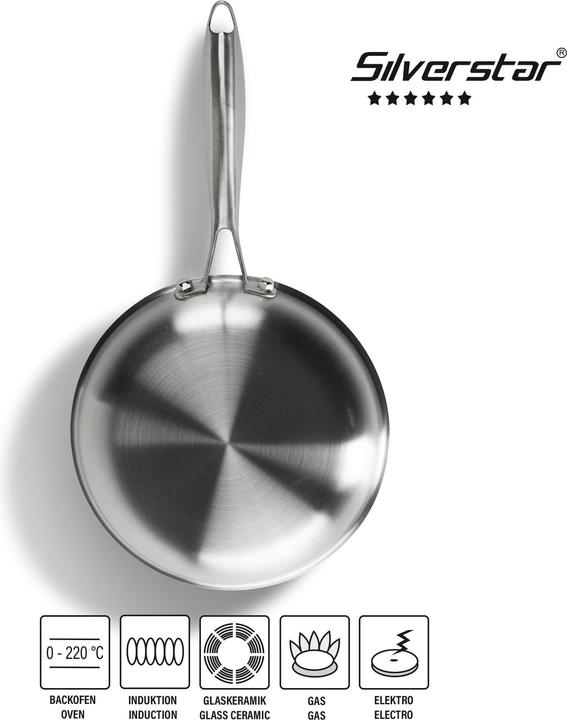 Actual product image Silverstar Stainless steel pan 24 cm with non-stick coating for induction and oven (Pan set + pot set, Stainless steel)