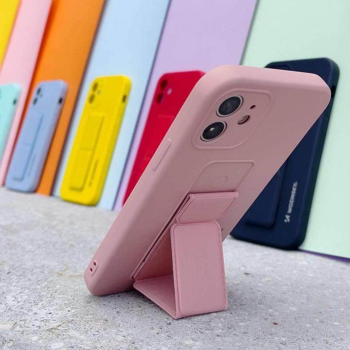 Actual product image Wozinsky Kickstand Case silicone case with stand for iPhone 12 Pro Max navy blue (Apple iPhone 12 Pro Max)