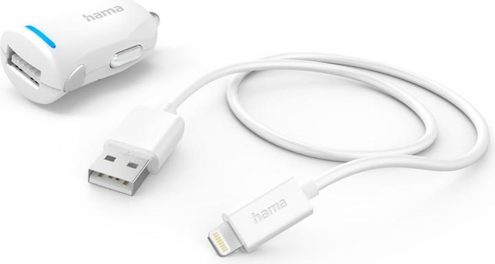 Immagine prodotto Hama Set di ricarica per auto, fulmine, 12 Watt, bianco