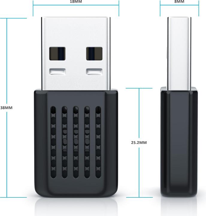 Produktbild Aplic WLAN USB Adapter, WIFI USB 3.0 Stick 1200 Mbit/s, 2,4 + 5 GHz, 802.11 ac/n/b/h/g, Windows 11 (USB)