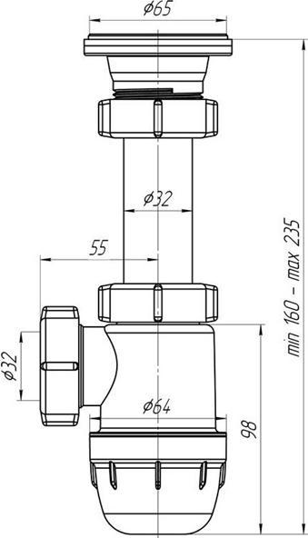 Produktbild Ani Plast SIPHON FOR WASHBASIN 1 1/4 (Waschmaschinen-Siphon, 1 1/4")