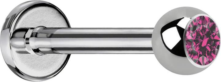 Produktbild Star Piercing Labret silber mit Kugel Kristall pink (ohne Messing, Titan G23)