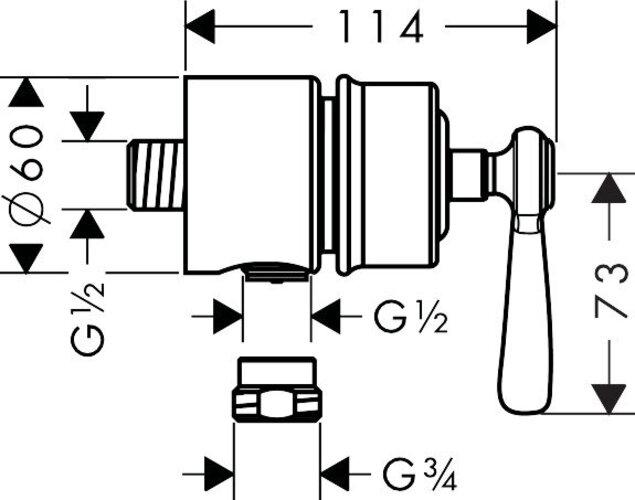Actual product image Axor Montreux Fixfit Stop Hose connection, shut-off valve, lever handle