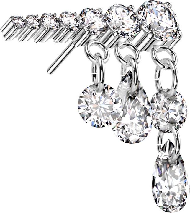 Immagine prodotto Star Piercing Argento senza fili sette cristalli argento ciondolo tre catene cristalli argento sinistra (senza ottone, Titanio G23)