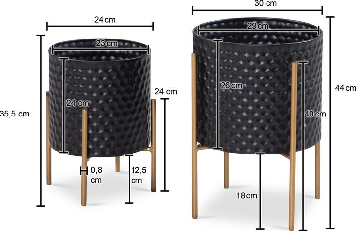 Actual product image FineBuy Set of 2 Planters FB92214 Metal Black (30 cm)