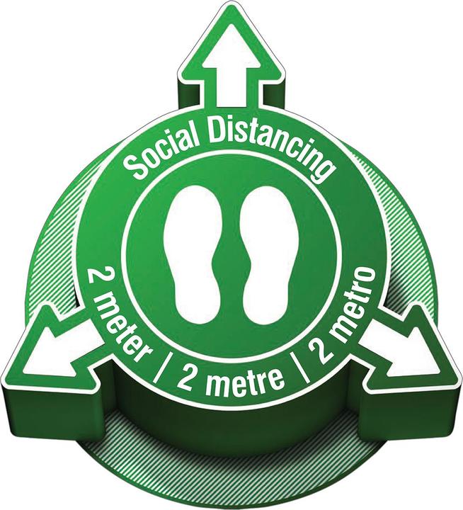 Immagine prodotto Brady Cartello di distanza sociale "Distanza sociale 2 metri / 2 metri / 2 metro", vinile, L 500mm