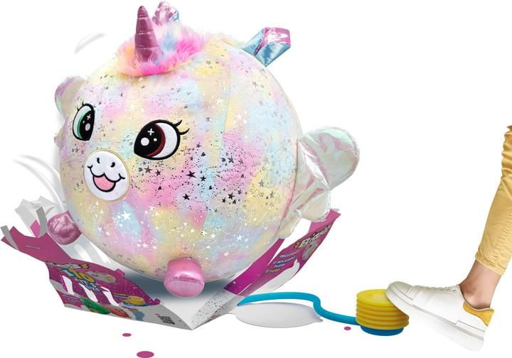 Actual product image Moose Biggies inflatable unicorn rainbow soft toy