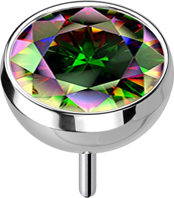 Produktbild Star Piercing Threadless Halbkugel silber mit Kristall dunkel multicolor (ohne Messing, Chirurgenstahl 316L)