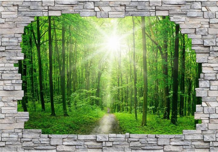 Image du produit Trenddeko Mur 3D de la forêt ensoleillée (432 x 300 cm)