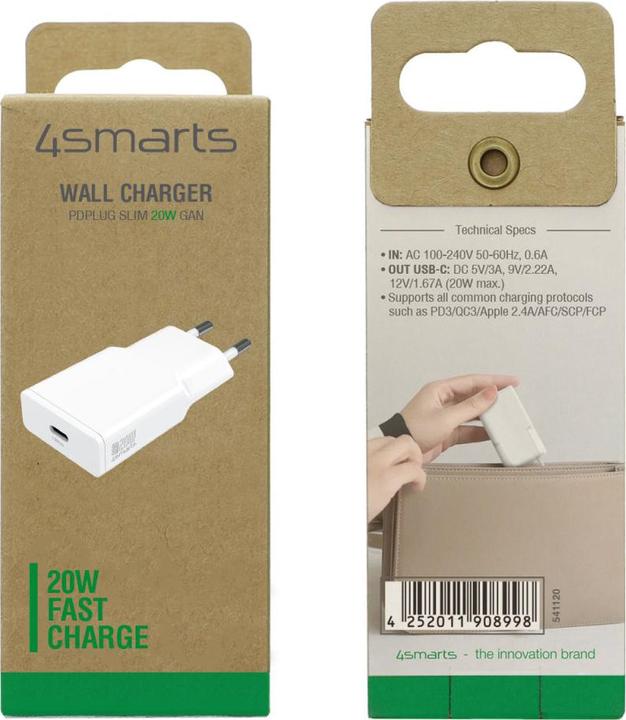 Produktbild 4smarts Netzladegerät PDPlug Slim 20W GaN 1C weiss (20 W)