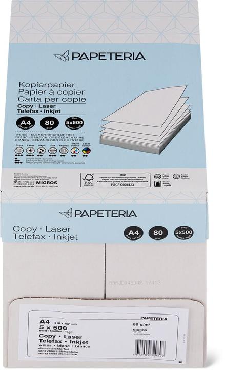 Immagine prodotto Papeteria Carta per fotocopie (80 g/m², 2500 x, A4)