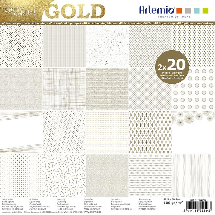 Produktbild Artemio Scrapbook-Block "GOLD", 30,5x30,5cm, 40 Blatt (100 g/m², 40 x)